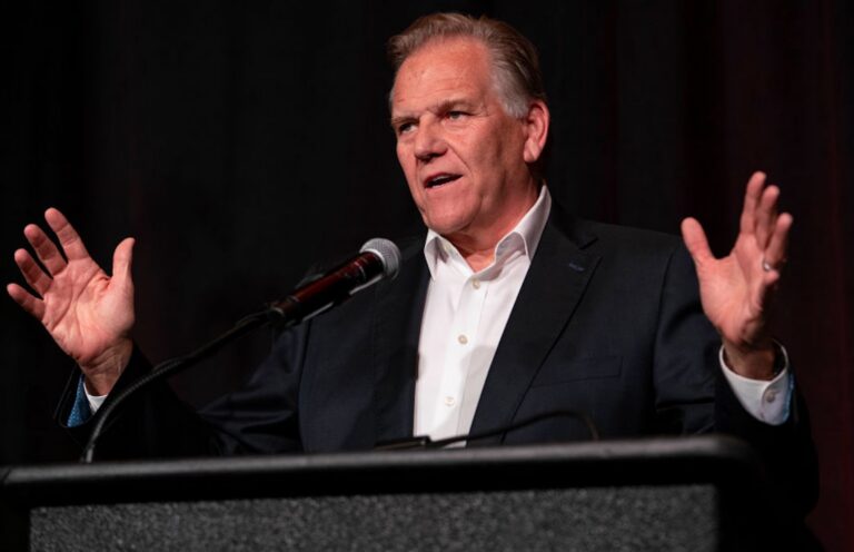 Former GOP Rep. Mike Rogers will face off against Democratic nominee Dr. Abdul El-Sayed in the 2026 Michigan Senate race (Sarah Rice/Getty Images)