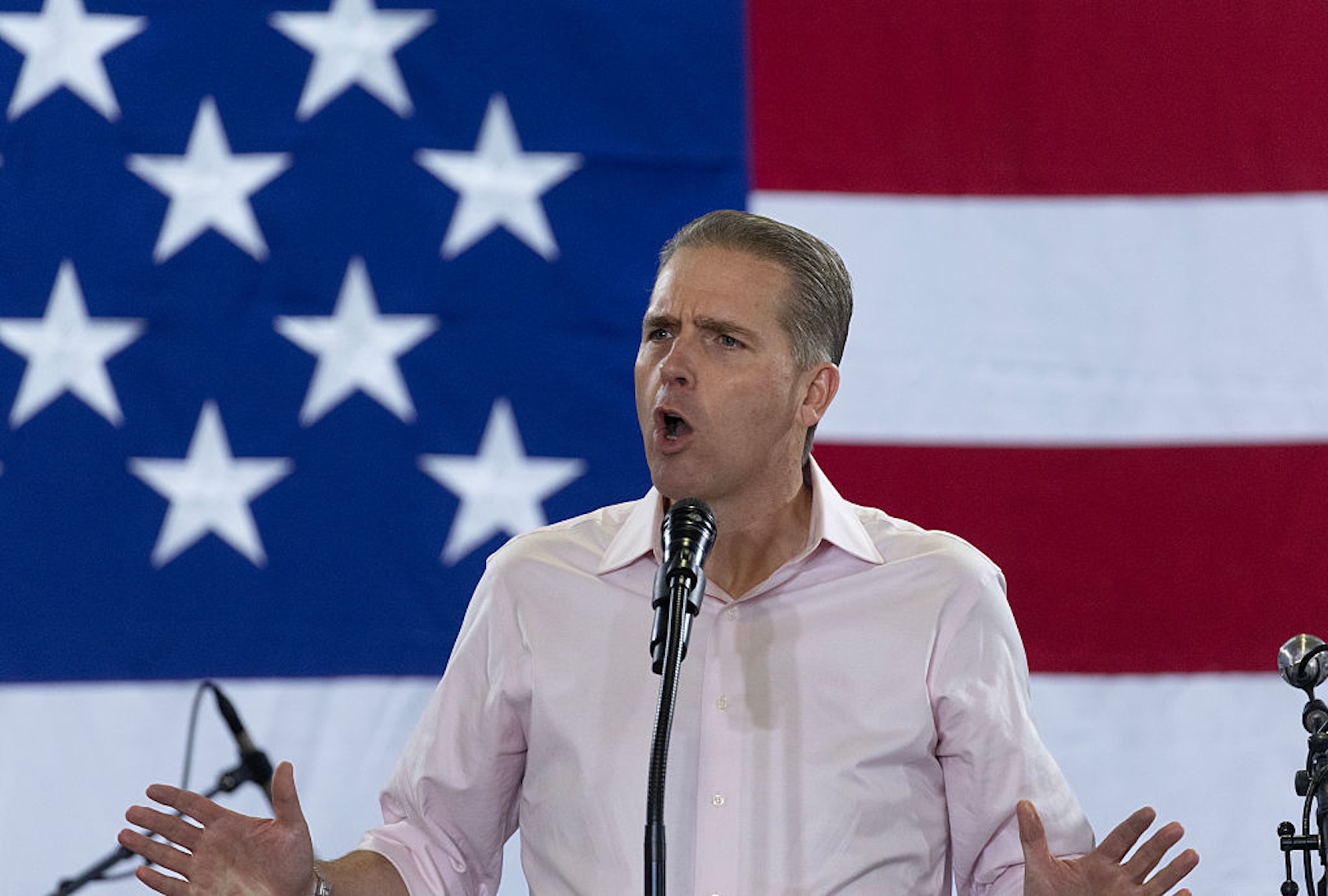 CNN conservative pundit Scott Jennings speaks at the Ashley's BBQ Bash fundraiser hosted by Rep. Ashley Hinson, R-Iowa, on Aug. 23, 2025 in Cedar Rapids, Iowa. (Scott Olson/Getty Images)
