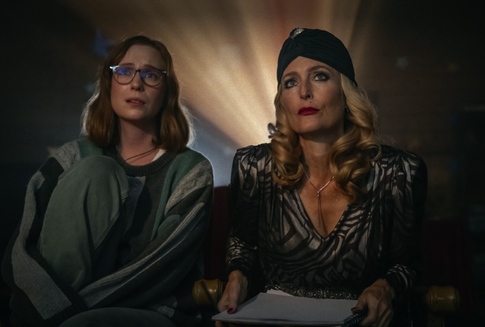 Hannah Einbinder and Gillian Anderson in "Teenage Sex and Death at Camp Miasma" (MUBI)