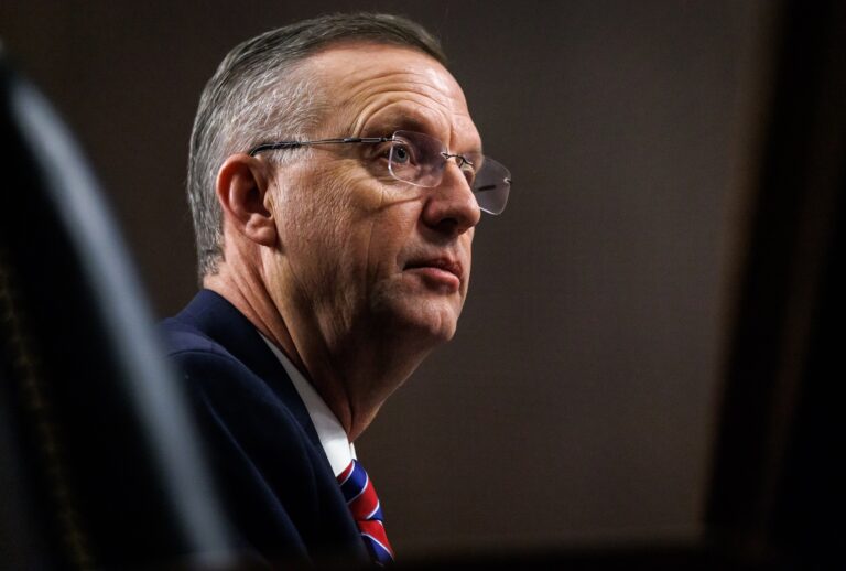 Doug Collins, U.S. President Donald Trump’s nominee to be the Secretary of the Department of Veterans Affairs, testifies during his Senate Veterans' Affairs Committee confirmation hearing on January 21, 2025 in Washington, DC. (Photo by Samuel Corum/Getty Images)