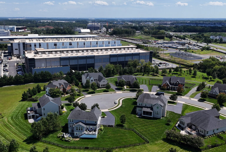 An Amazon Web Services data center in Stone Ridge, Virginia, seen on Aug. 26, 2026. Data centers' economic benefits versus their energy and water demands have become a debate ahead of the midterms. (Anna Moneymaker / Getty Images)