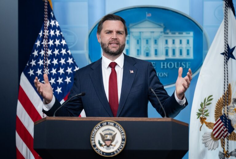 Vice President JD Vance conducts the White House briefing on Thursday, September 3, 2026. (Tom Williams/CQ-Roll Call, Inc via Getty Images)