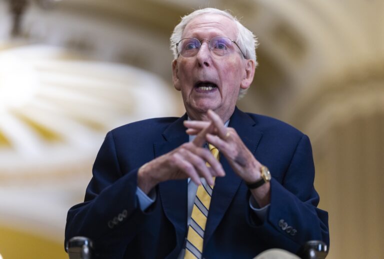 Sen. Mitch McConnell arrives for a vote at the U.S. Capitol on Sept. 14, 2026. It was his first public appearance in more than 90 days. (Finn Gomez/Getty Images)