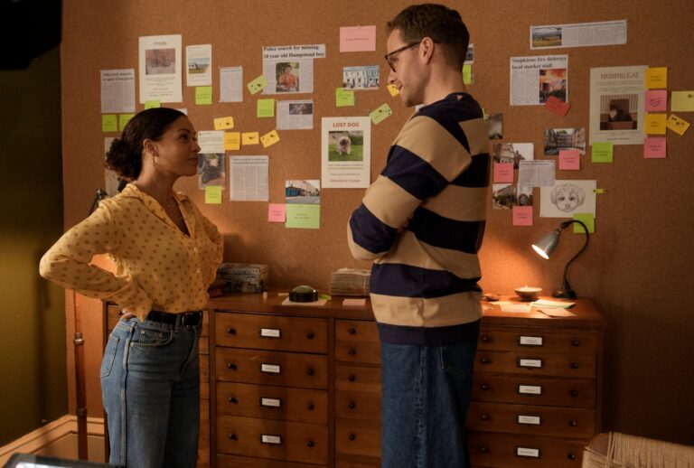 Antonia Thomas & Josh Dylan in "Agatha Christie's Tommy & Tuppence" (Nick Wall//Courtesy of BritBox)
