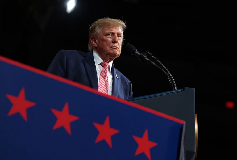 President Donald Trump speaks during a campaign rally on Oct. 19, 2026 in Park City, Kansas. (Anna Moneymaker/Getty Images)