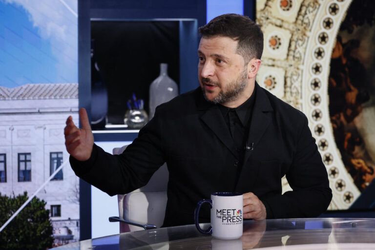President Zelenskyy appeared on "Meet the Press" again to discussion the current developments with the Ukrainian conflict with Russia and the U.S.'s inconstant involvement. (Paul Morigi / NBC)