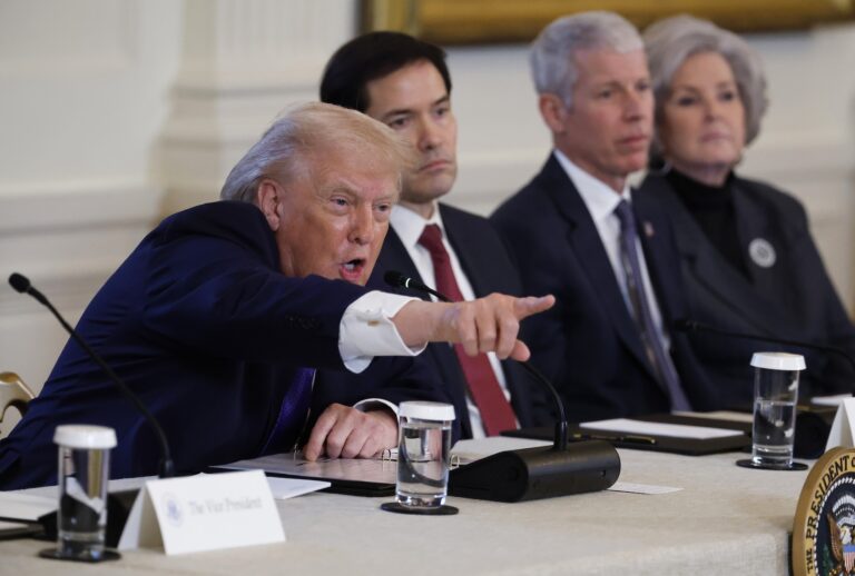 Donald Trump takes questions from members of the media during a meeting with oil and gas executives in the East Room of the White House on January 9, 2026 in Washington, DC. (Photo by Chip Somodevilla/Getty Images)
